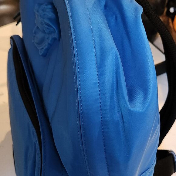 Versace La Medusa nylon backpack in blue. main image 8